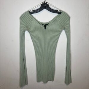 BCBGMaxAzria Light Green Ribbed Top